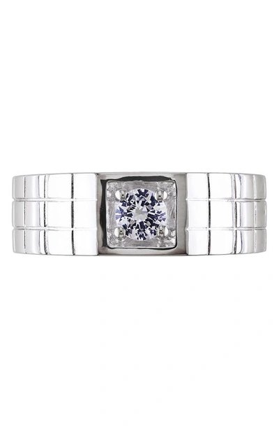 Shop Delmar Sterling Silver Created White Sapphire Solitaire Ring