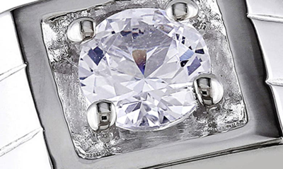 Delmar Sterling Silver Created White Sapphire Solitaire Ring In White