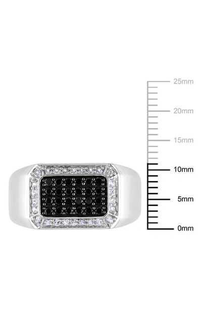 Delmar Sterling Silver White Sapphire Halo Pavé Black Spinel Square Ring In Black