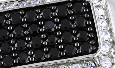 Delmar Sterling Silver White Sapphire Halo Pavé Black Spinel Square Ring In Black