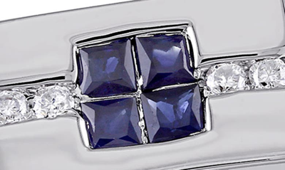 Delmar Sterling Silver Blue Sapphire & Diamond Square Ring In Blue