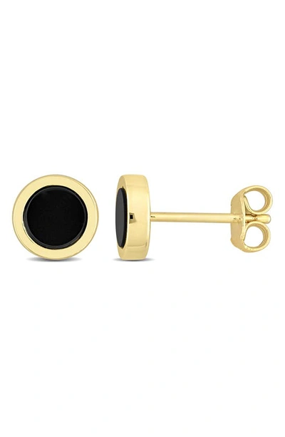 Delmar Black Onyx Round Stud Earrings In Black