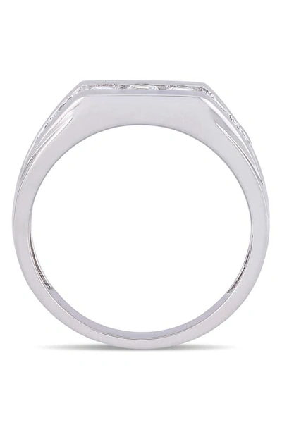 Shop Delmar Sterling Silver Channel Set Created White Sapphire Ring