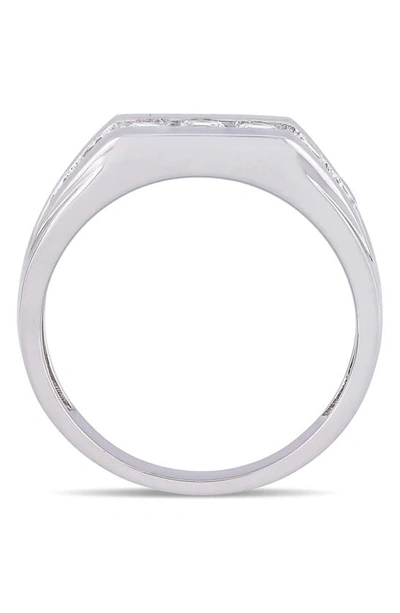 Delmar Sterling Silver Channel Set Created White Sapphire Ring In White