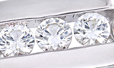 Delmar Sterling Silver Channel Set Created White Sapphire Ring In White