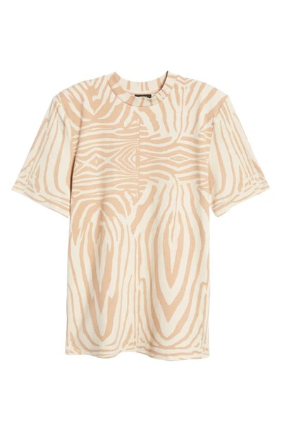 Shop Afrm Tessa Crewneck T-shirt In Nude Placement Zebra