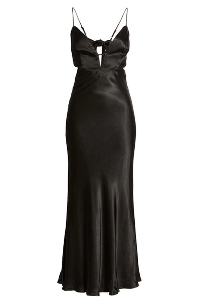 Shop Bardot Karlotta Cutout Satin Slipdress In Black