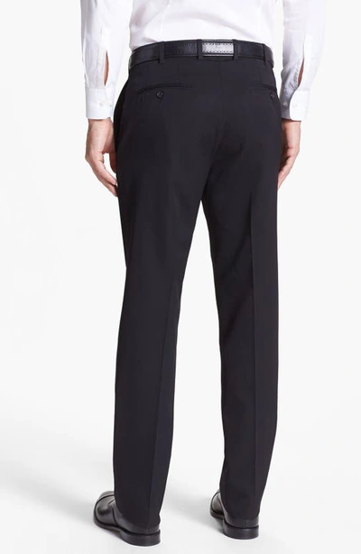 Shop Jb Britches Flat Front Worsted Wool Trousers In Black