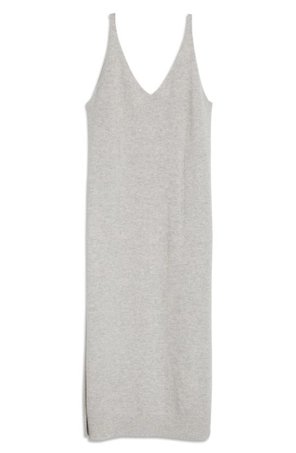 Signature Recycled Cashmere Midi Sweater Dress In Light Heather Grey