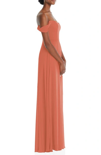 Shop After Six Off The Shoulder Evening Gown In Terracotta Copper