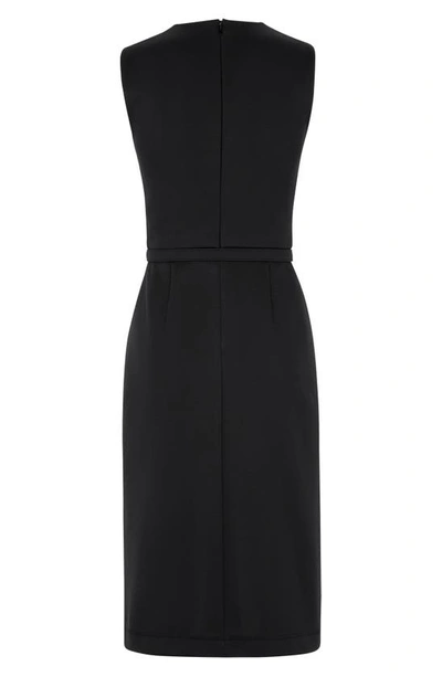 Shop Fendi Sleeveless Piqué Jersey Belted Dress In Black