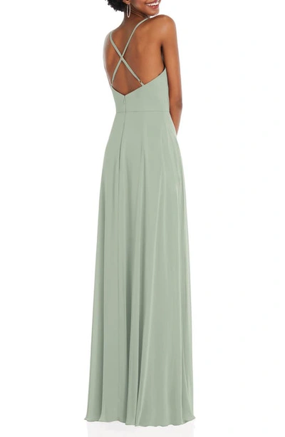 Shop After Six Wrap Bodice Chiffon Gown In Willow