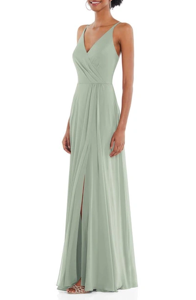 Shop After Six Wrap Bodice Chiffon Gown In Willow