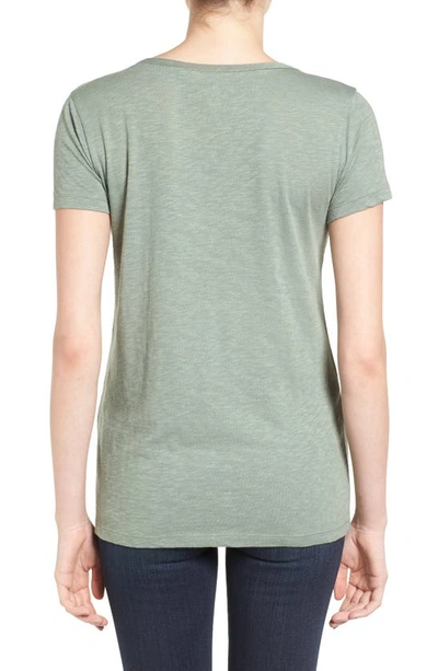 Shop Caslon Rounded V-neck T-shirt In Green Dune
