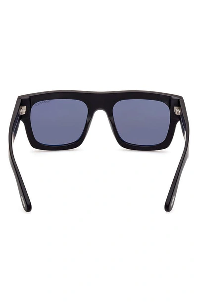 Shop Tom Ford Fausto 53mm Geometric Sunglasses In Matte Black / Smoke