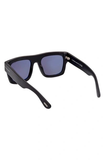 Shop Tom Ford Fausto 53mm Geometric Sunglasses In Matte Black / Smoke