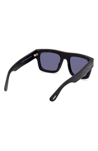 Shop Tom Ford Fausto 53mm Geometric Sunglasses In Matte Black / Smoke