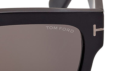 Shop Tom Ford Fausto 53mm Geometric Sunglasses In Matte Black / Smoke