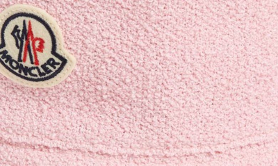 Shop Moncler Logo Patch Bouclé Bucket Hat In Pink