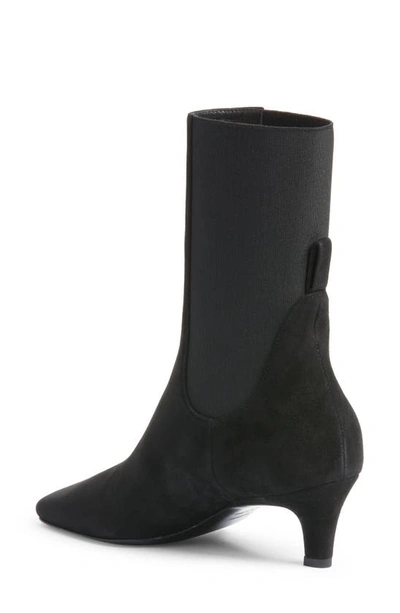 Shop Totême The Mid Heel Bootie In Black Suede