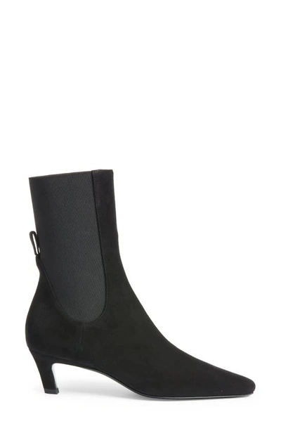 Shop Totême The Mid Heel Bootie In Black Suede