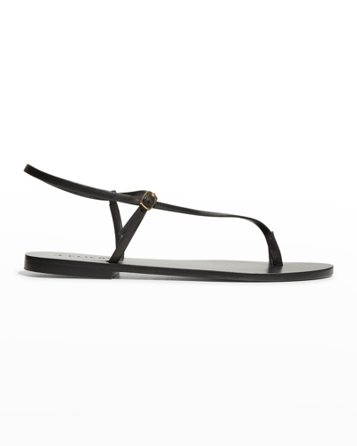 Shop A.emery Lily Leather Ankle-strap Flat Sandals In Black