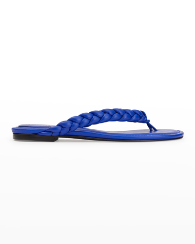 Shop Lafayette 148 Stokes Braided Napa Thong Sandals In Lapis Blue