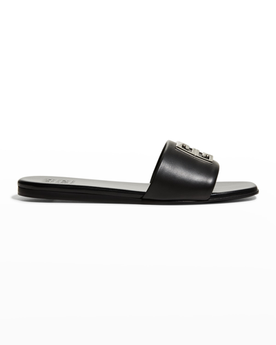 Shop Givenchy 4g Lambskin Medallion Flat Sandals In Black