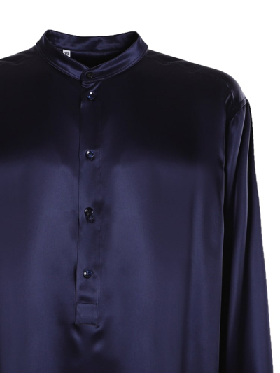 Shop Dolce & Gabbana Oversized Silk Satin Shirt In Blue