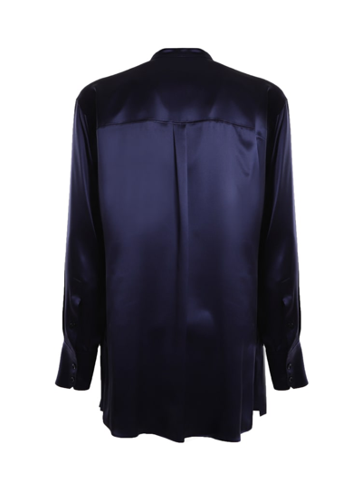Shop Dolce & Gabbana Oversized Silk Satin Shirt In Blue