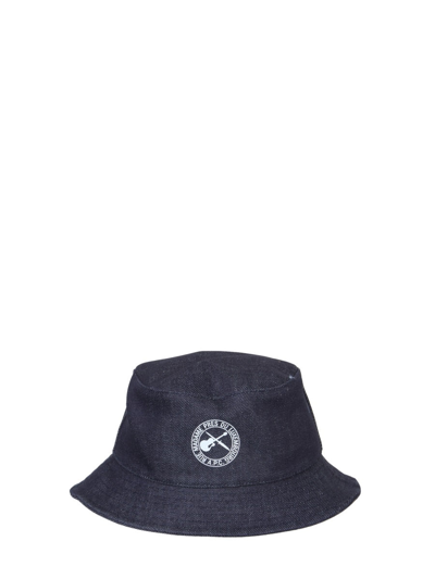 Apc Logo-print Denim Bucket Hat In Blue