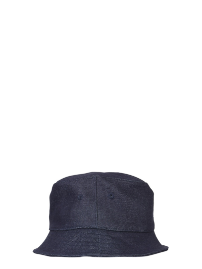 Apc Logo-print Denim Bucket Hat In Blue