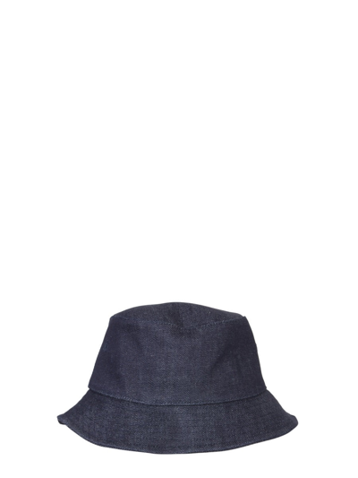 Apc Logo-print Denim Bucket Hat In Blue