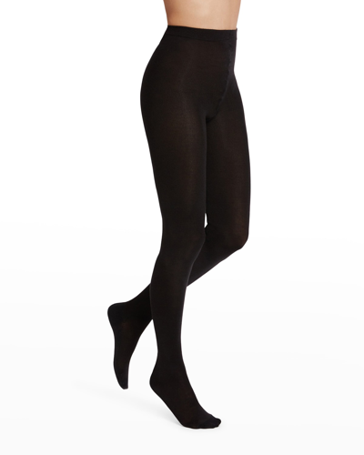 Shop Wolford Opaque Cashmere Tights In Black