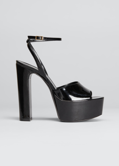 Shop Saint Laurent Jodie Platform Sandals In Nero