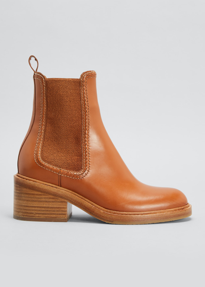 Shop Chloé Mallo Leather Ankle Chelsea Boots In Luminous Ochre