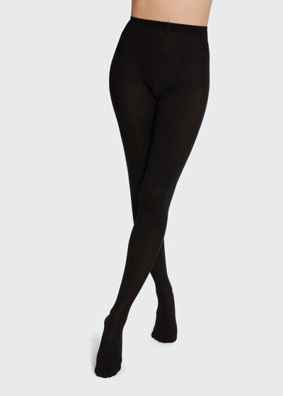Shop Wolford Opaque Merino Wool Tights In Black