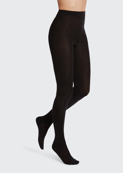 Shop Wolford Opaque Cashmere Tights In Black