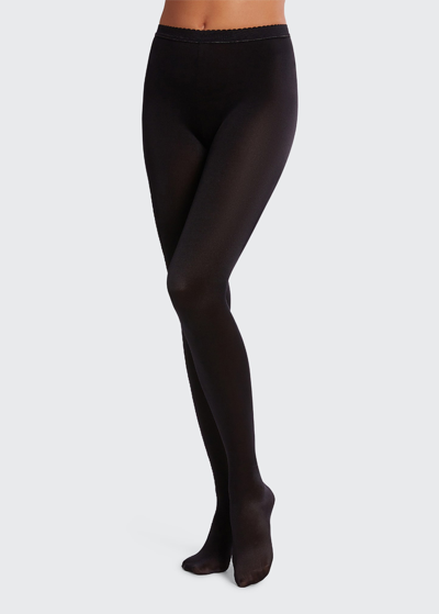 Shop Wolford Satin De Luxe Back Seam Tights In Black