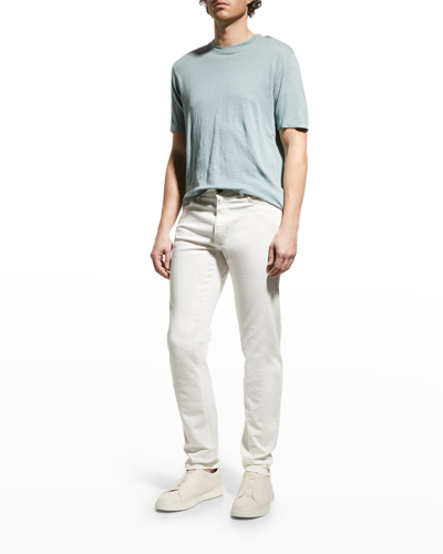 Shop Zegna Men's Solid Cotton-stretch Denim Trousers In Wht Sld