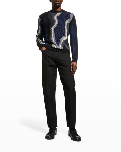 Shop Fendi Men's Multicolor Earth Pullover Sweater In Moonlight