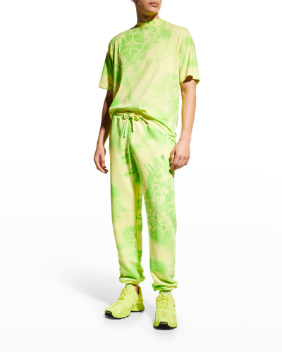 Shop Marcelo Burlon County Of Milan Men's Kaleidoscope Wings Sweatpants In Green Lime