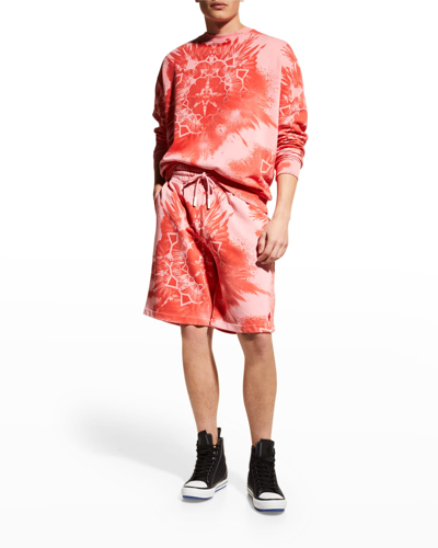 Shop Marcelo Burlon County Of Milan Men's Kaleidoscope Wings Sweat Shorts In Red Pink