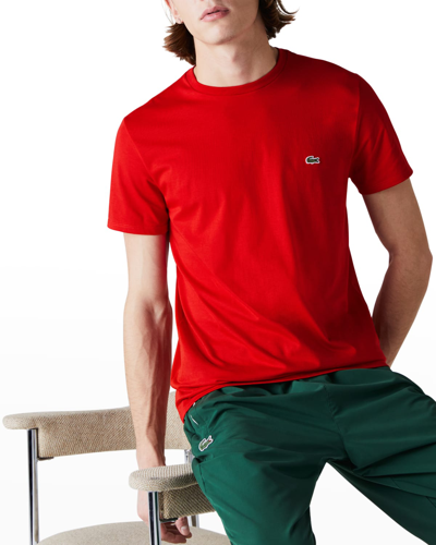 Shop Lacoste Men's Pima Crew T-shirt In Red
