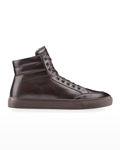 Shop Koio Men's Primo Tonal Leather High-top Sneakers In Mocha