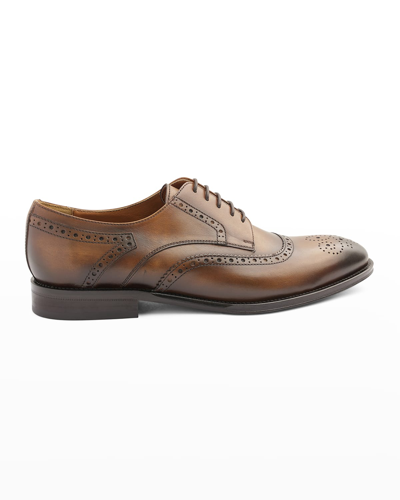 Shop Bruno Magli Men's Atillio Wingtip Leather Blucher Oxford Shoes In Cognac