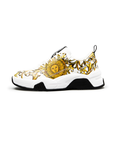 Shop Versace Jeans Couture Men's Scarpa Garland Sun Leather Sneakers In 003 948