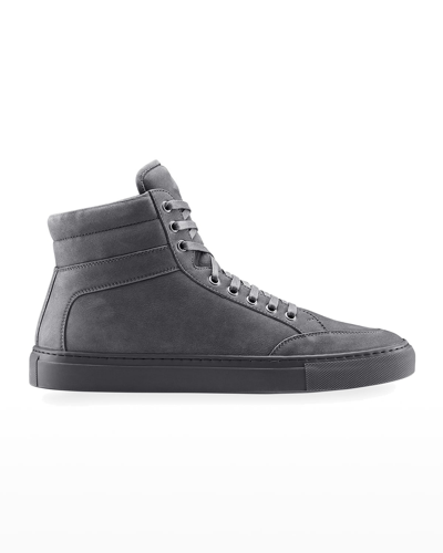 Shop Koio Men's Primo Tonal Suede/nubuck High-top Sneakers In Charcoal