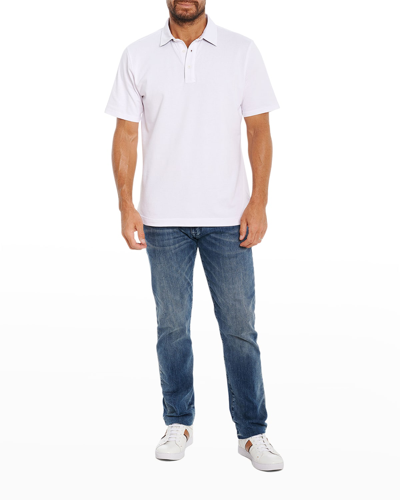 Shop Robert Graham Men's Sea Level Cotton-stretch Polo Shirt In White