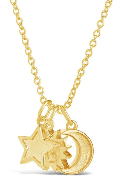 Sterling Forever 14k Gold Plated Sterling Silver Sun Star And Moon Charm Necklace In Gold